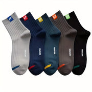 Men's Business Socks 5 or 10 Pairs Mid-Tube Odor-Resistant Breathable Moisture-Wicking