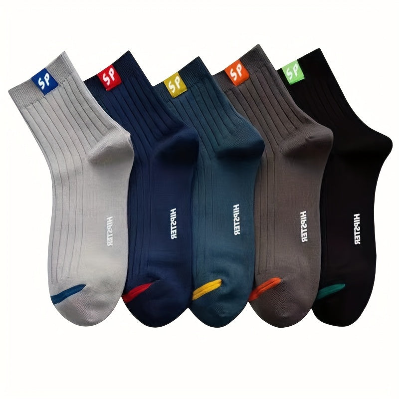 Men's Business Socks 5 or 10 Pairs Mid-Tube Odor-Resistant Breathable Moisture-Wicking