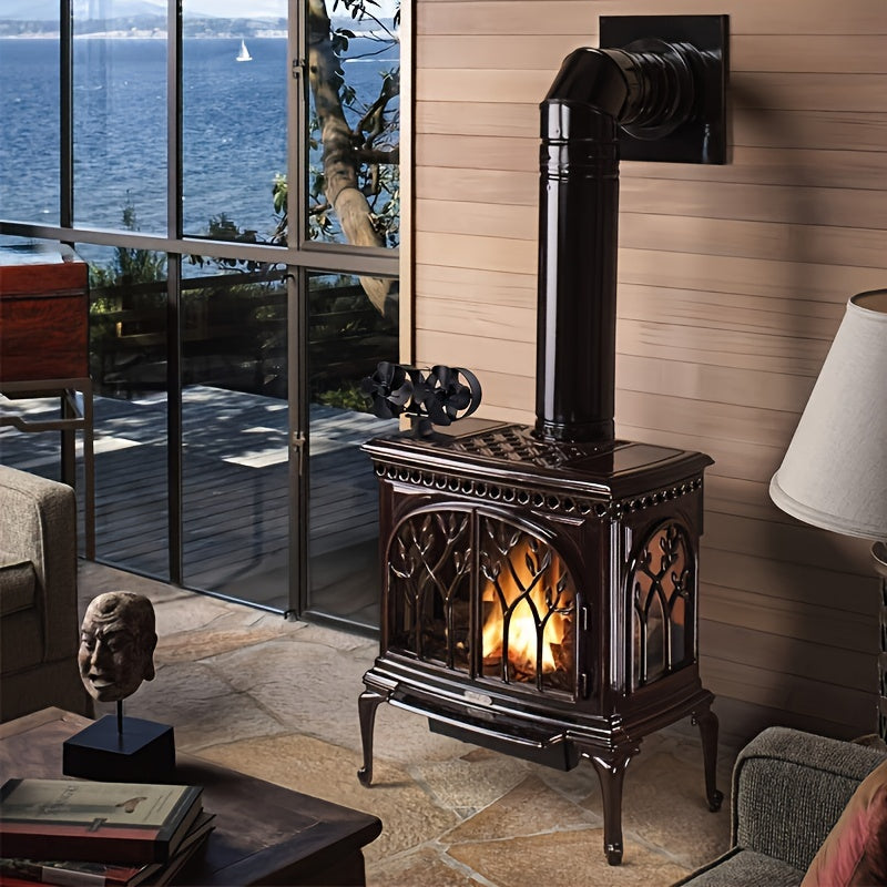 Wood Stove Fan Dual Motors Heat-Activated Aluminum Fireplace Blower
