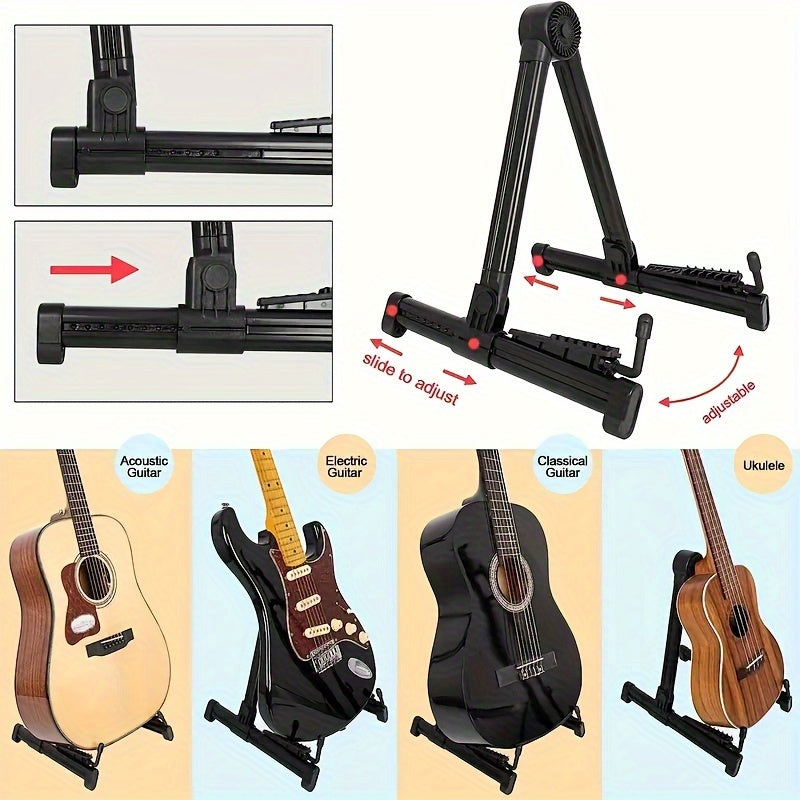 Adjustable Foldable A-Frame Guitar Stand for Acoustic Electric Violins Basses Ukuleles