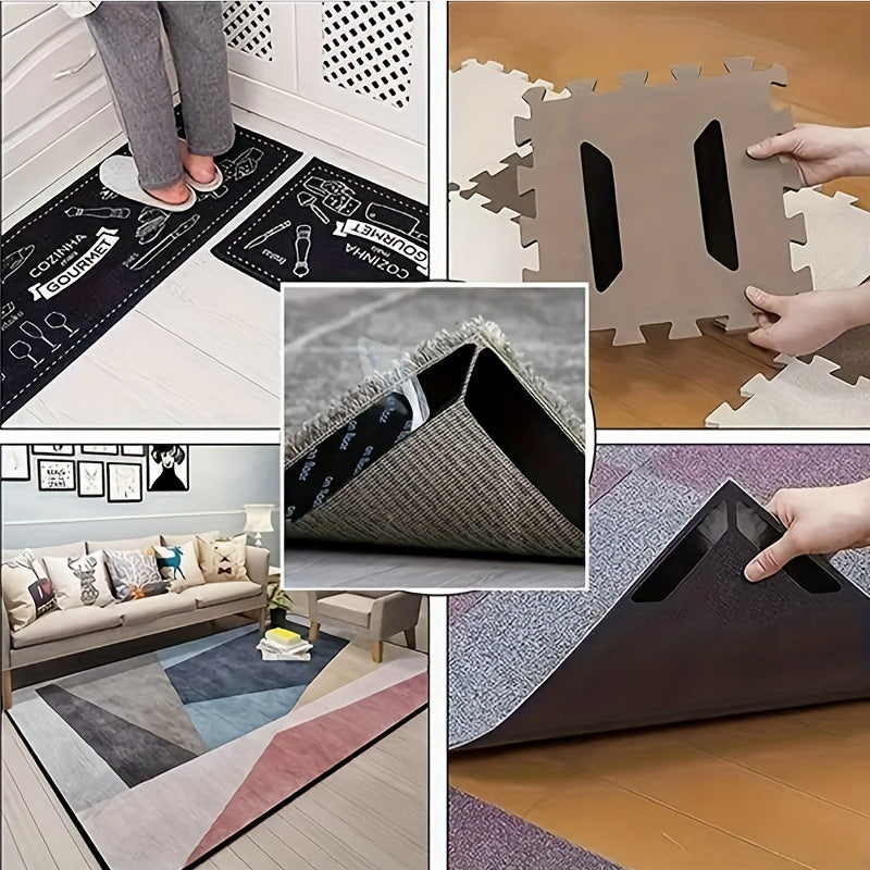 Set of 8 Washable Non-Slip Carpet Mats for Hardwood Floors Durable PET Material