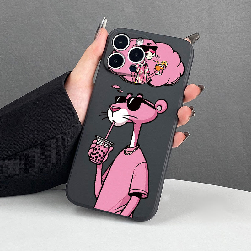 Pink Panther Silicone Phone Case for All iPhone Models Couples Protective Cover