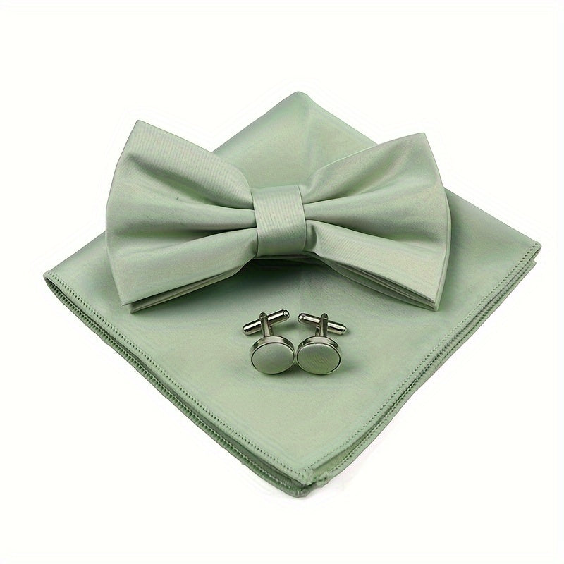Мужской набор аксессуаров: квадратный шарф, бабочка, запонки, свадебный подарок