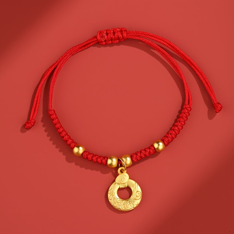 Red Thread Woven Bracelet with Snake Pendants for Gift and Fashion