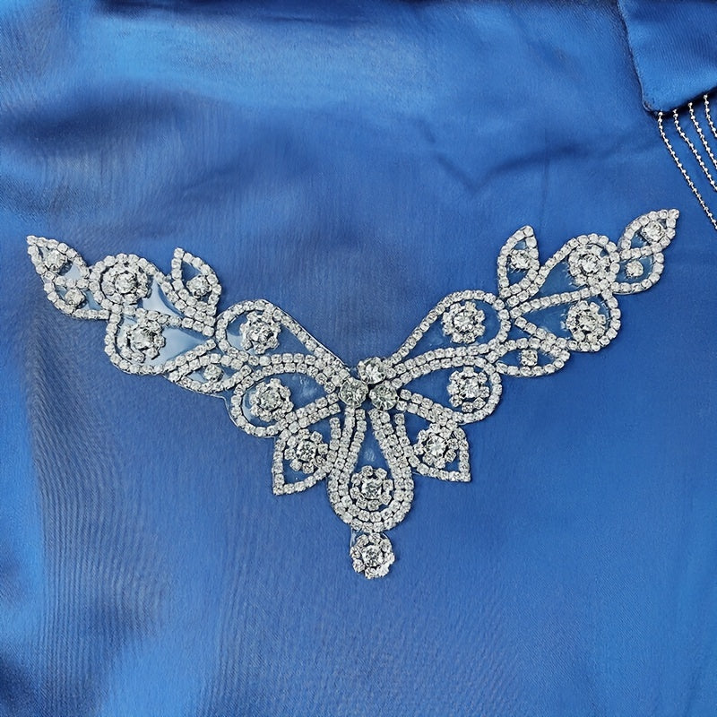 White Glass Rhinestone Applique for Shoes Dresses Bags - Handcrafted DIY Embellishment