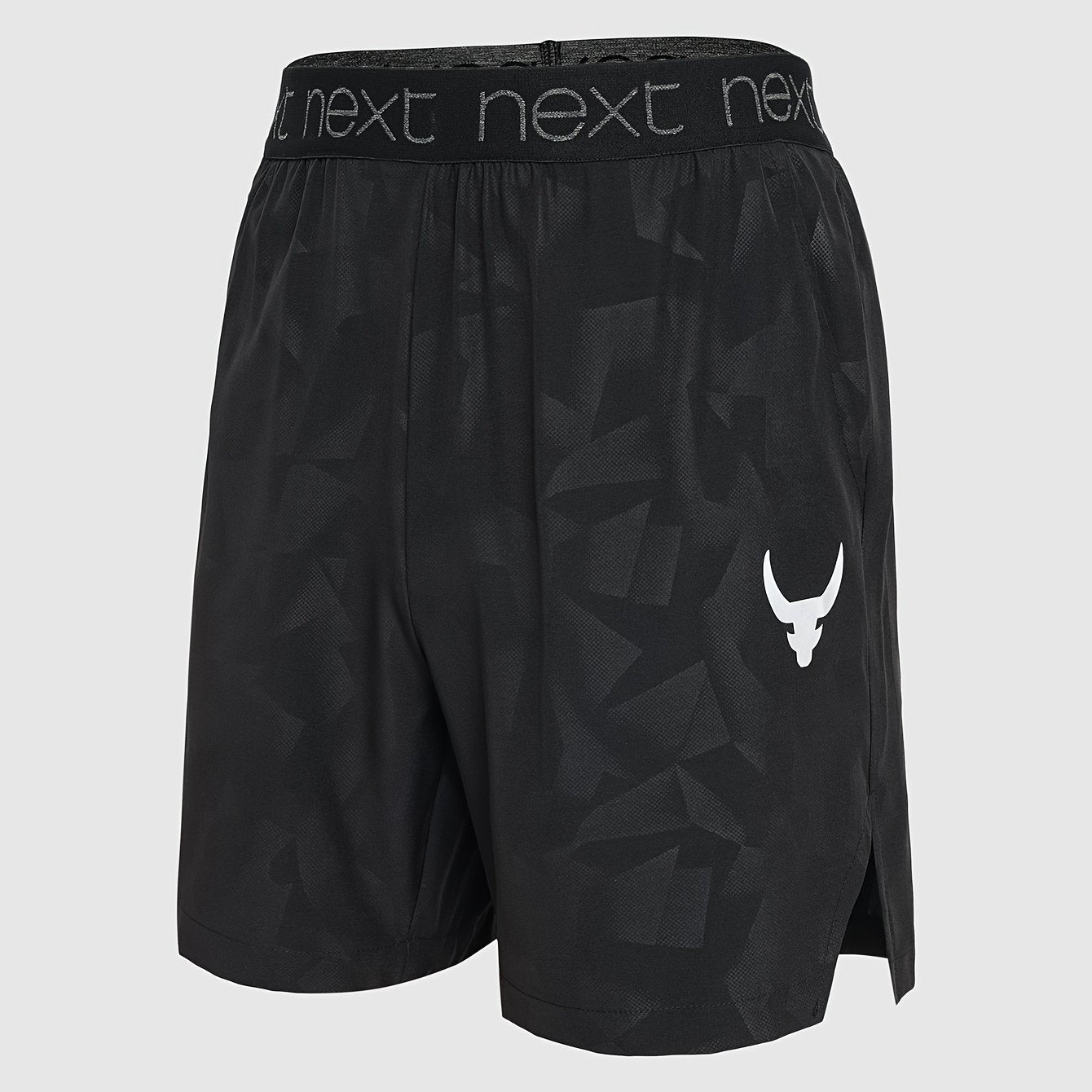 Men's Bull Skull Print Athletic Shorts Polyester Elastic Waist Pockets Quick-Dry Summer