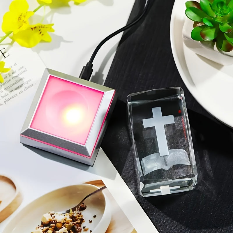 3D Cross Crystal LED Night Light for Christian Home Decor and Gifts for Women and Men