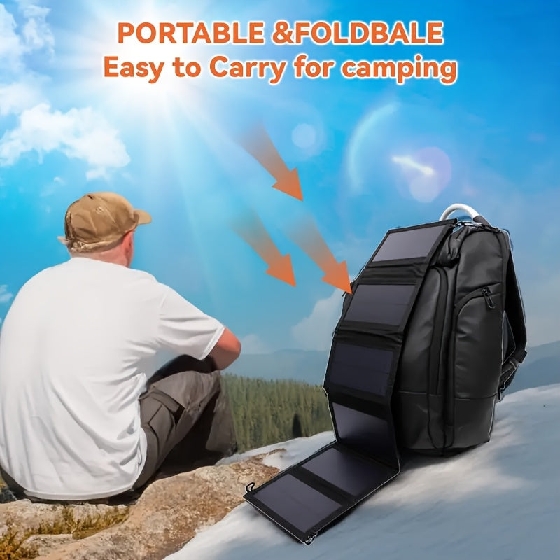 Cargador solar portátil plegable para senderismo, camping y viajes con material magnético