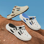 Women's EVA Slide Sandals with Adjustable Straps Indoor Outdoor Lightweight White Beige Blue