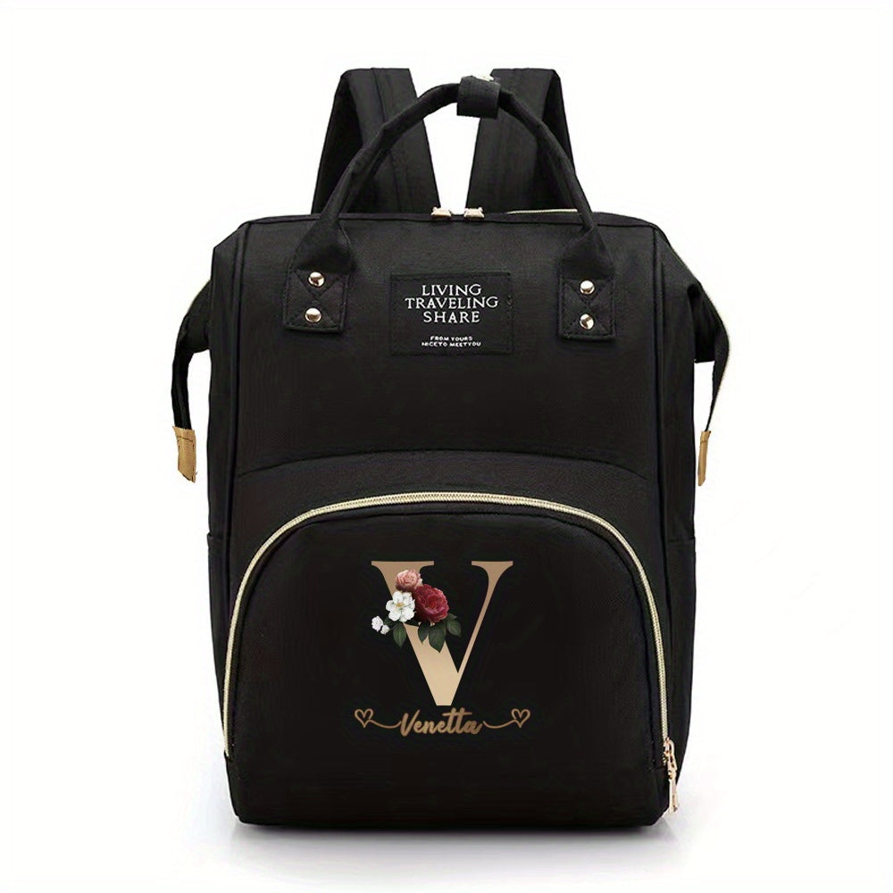 Personalized Mommy Diaper Bag with Custom Initials, Oxford Cloth, Generous Storage