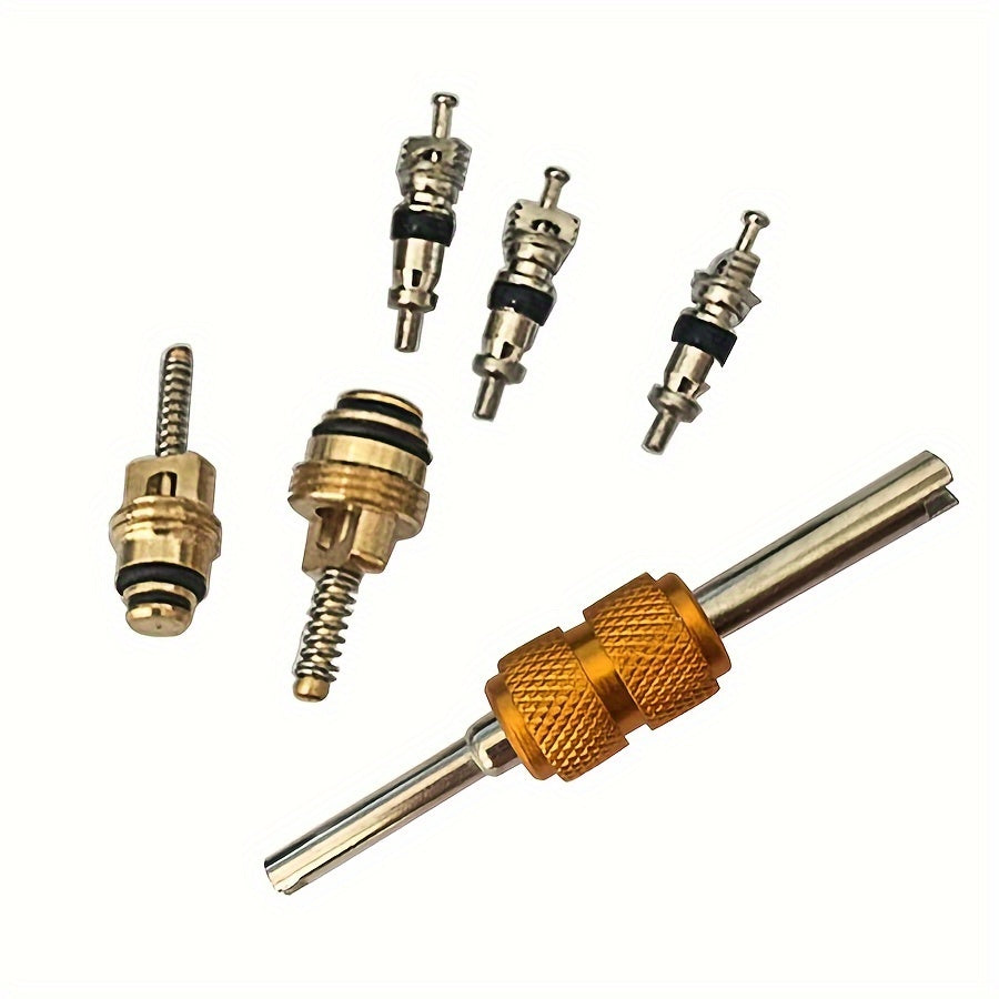 Universal AC R134A xizmat porti klapanining chang qopqog'i, havo konditsioneri klapan yadro olib tashlash va o'rnatish asboblari to'plami 11 dona bilan