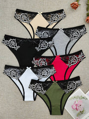 Women's Cotton Lace Briefs 6-Pack Soft Stretchy Panties Underwear