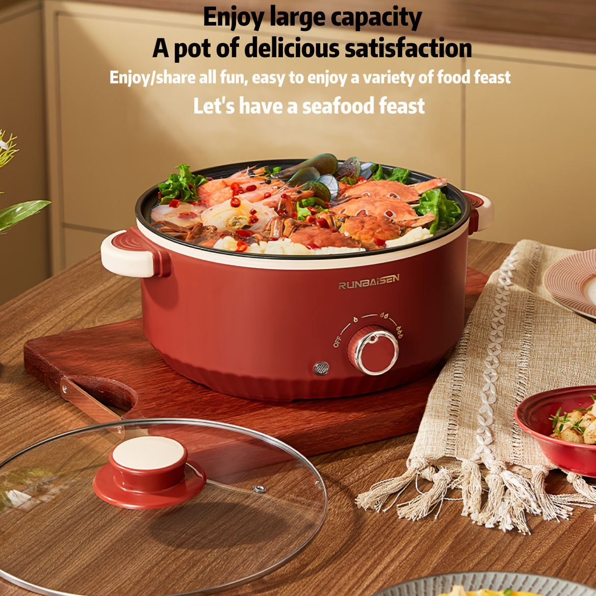 28cm elektr oshpazlik qozoni uy uchun, yopishqoq bo'lmagan, tez qizdirish, oson boshqarish