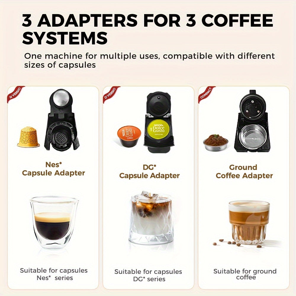 Coffee Maker Hot Cold Brew Capsule Coffee Machine 600ml Removable Water Tank