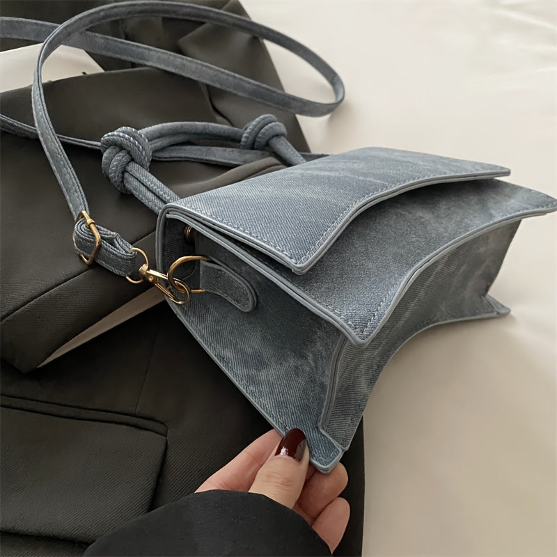 Faux Leather One-Shoulder Crossbody Bag with Adjustable Strap and Magnetic Closure for Women in White Black Camel Sky Blue