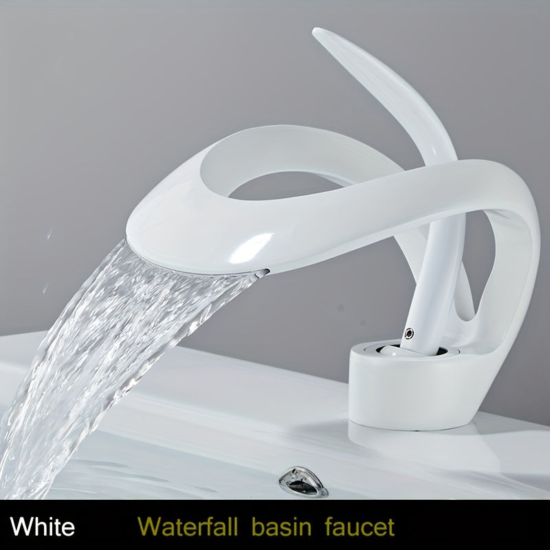 Luxury Brass Bathroom Faucet with Hollow Design Single Handle Ceramic Valve Cold and Hot Water