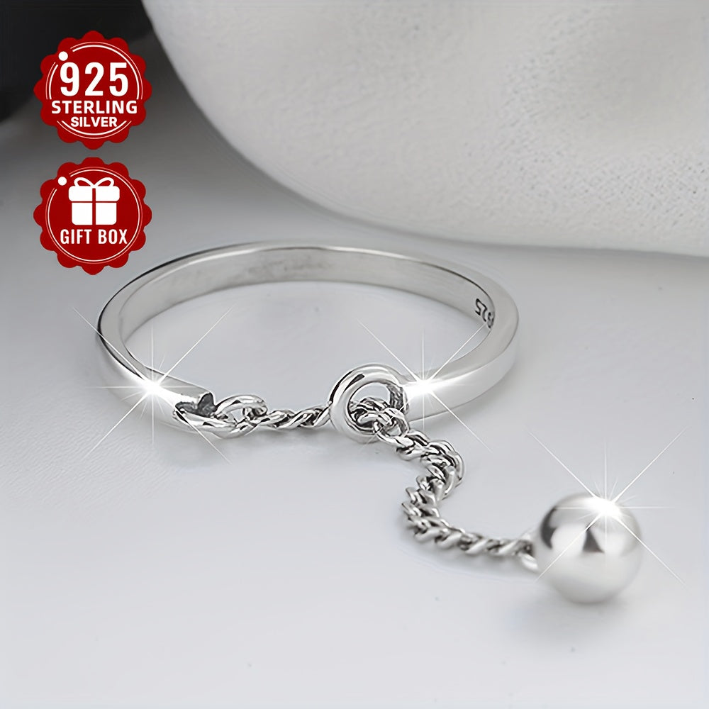 Ayollar uchun Sterling Silver Lucky Bead Tassel Ring zamonaviy zargarlik buyumlari