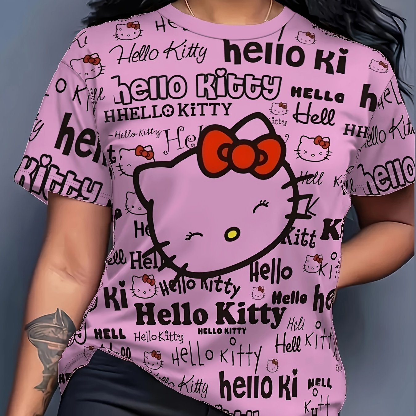 Plus Size Women's Graphic T-Shirt Soft Stretch Cotton Casual Top