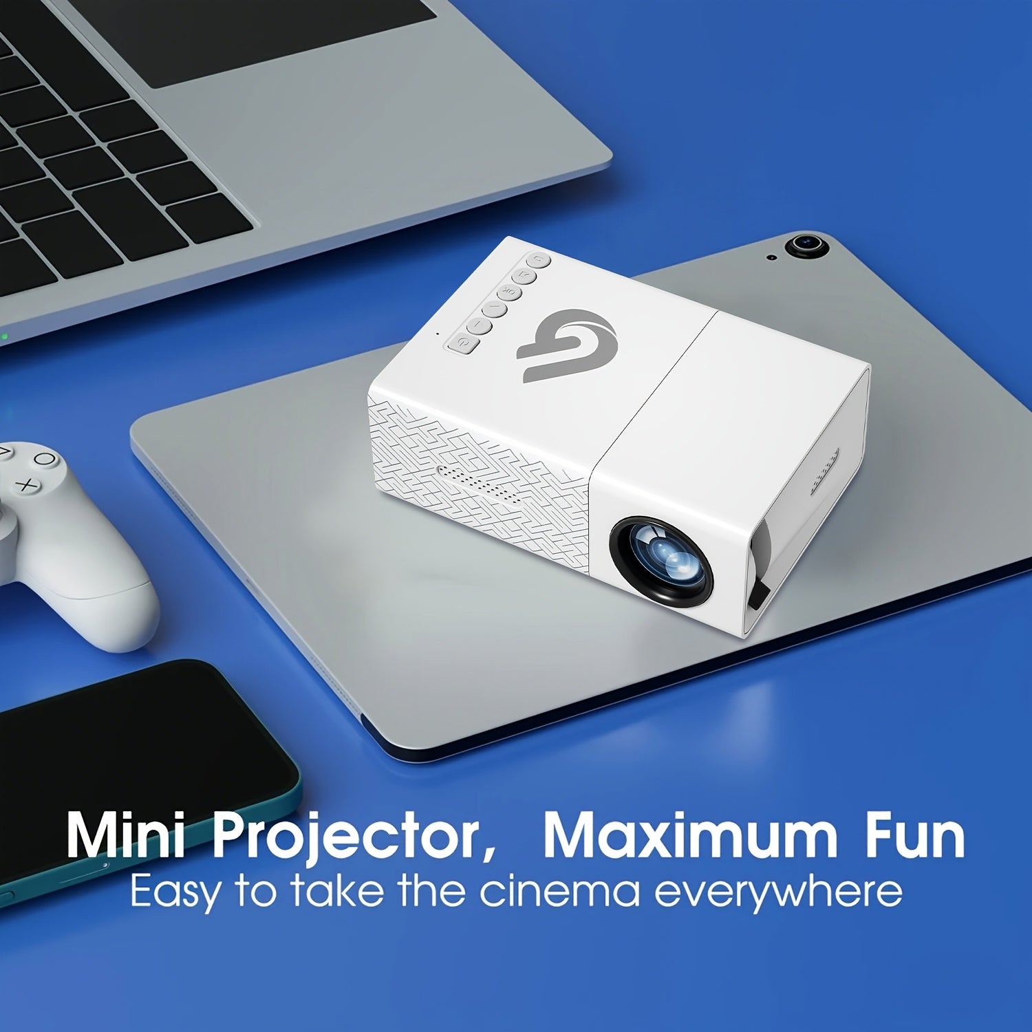 Портативный мини LED-проектор с фокусным пультом, совместим с смартфонами
