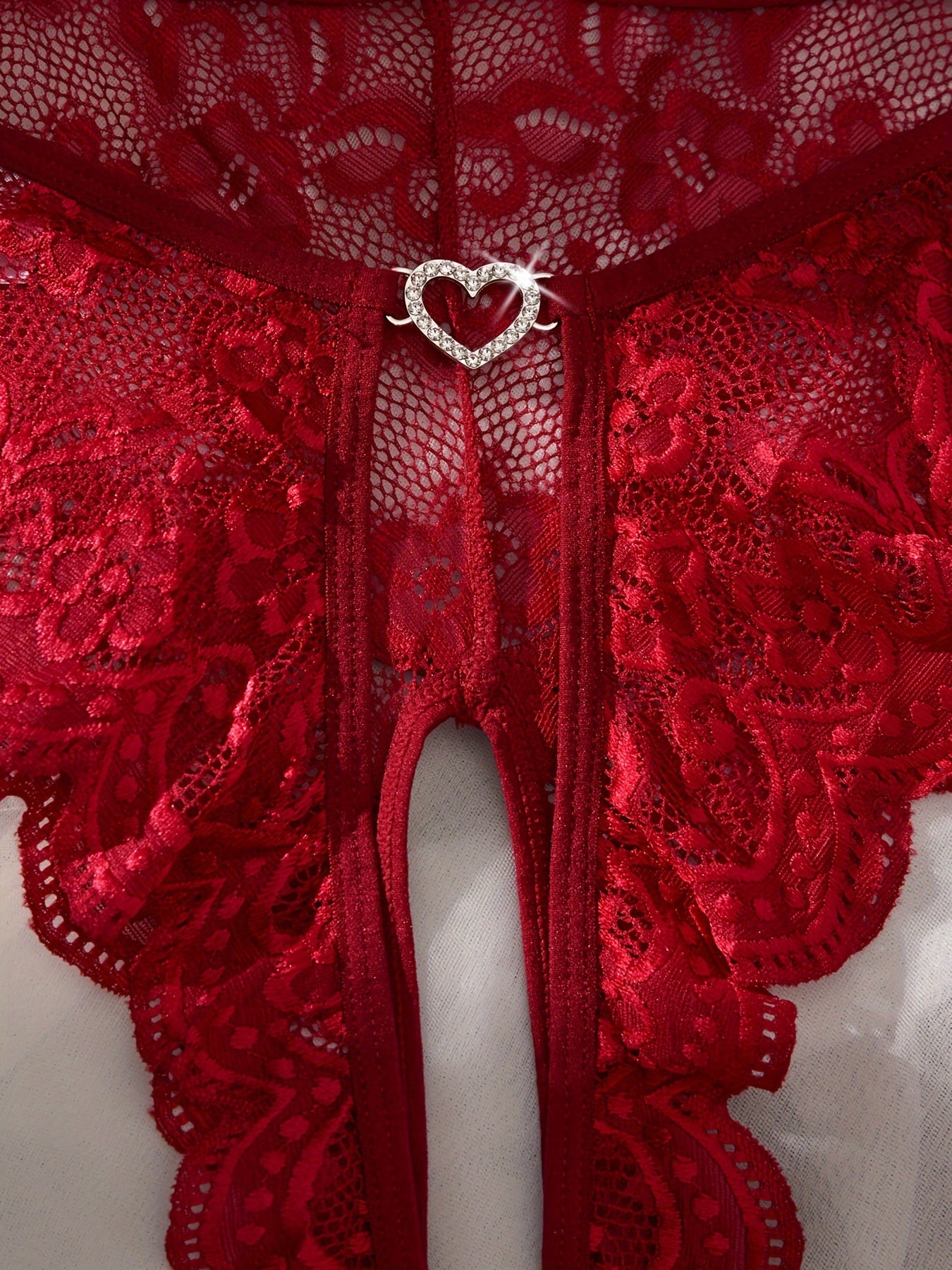 Women's Floral Lace Teddy and Mesh Bodysuit Lingerie Set