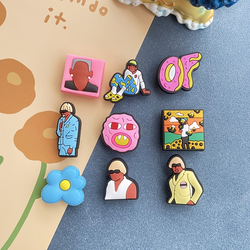 Kids PVC Shoe Charms Set, Colorful Cartoon Characters, Removable Accessory