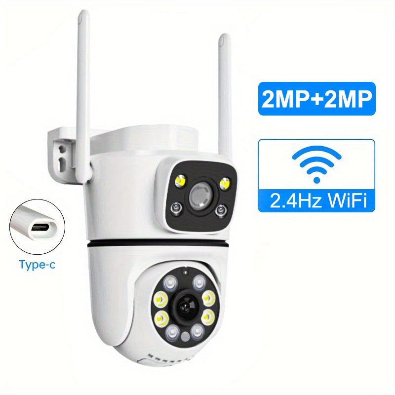 Outdoor WiFi Security Camera Waterproof Dual HD Pan Tilt Night Vision Motion Detection Two-Way Audio