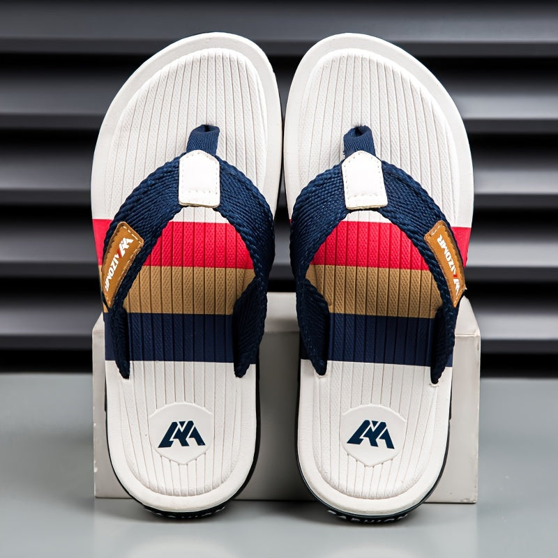 Men's Color Block Flip Flops Non-Slip Rubber Sole Casual Indoor Beach Summer