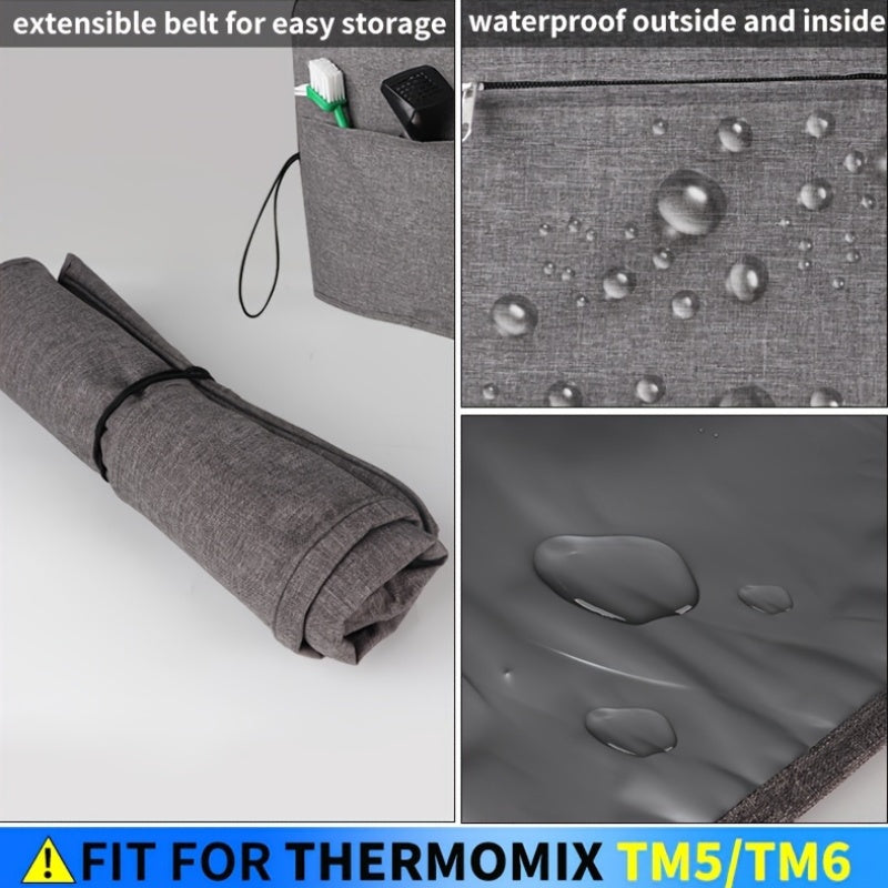 Thickened Waterproof Dust Cover for Thermomix TM5 TM6 with Storage Pockets