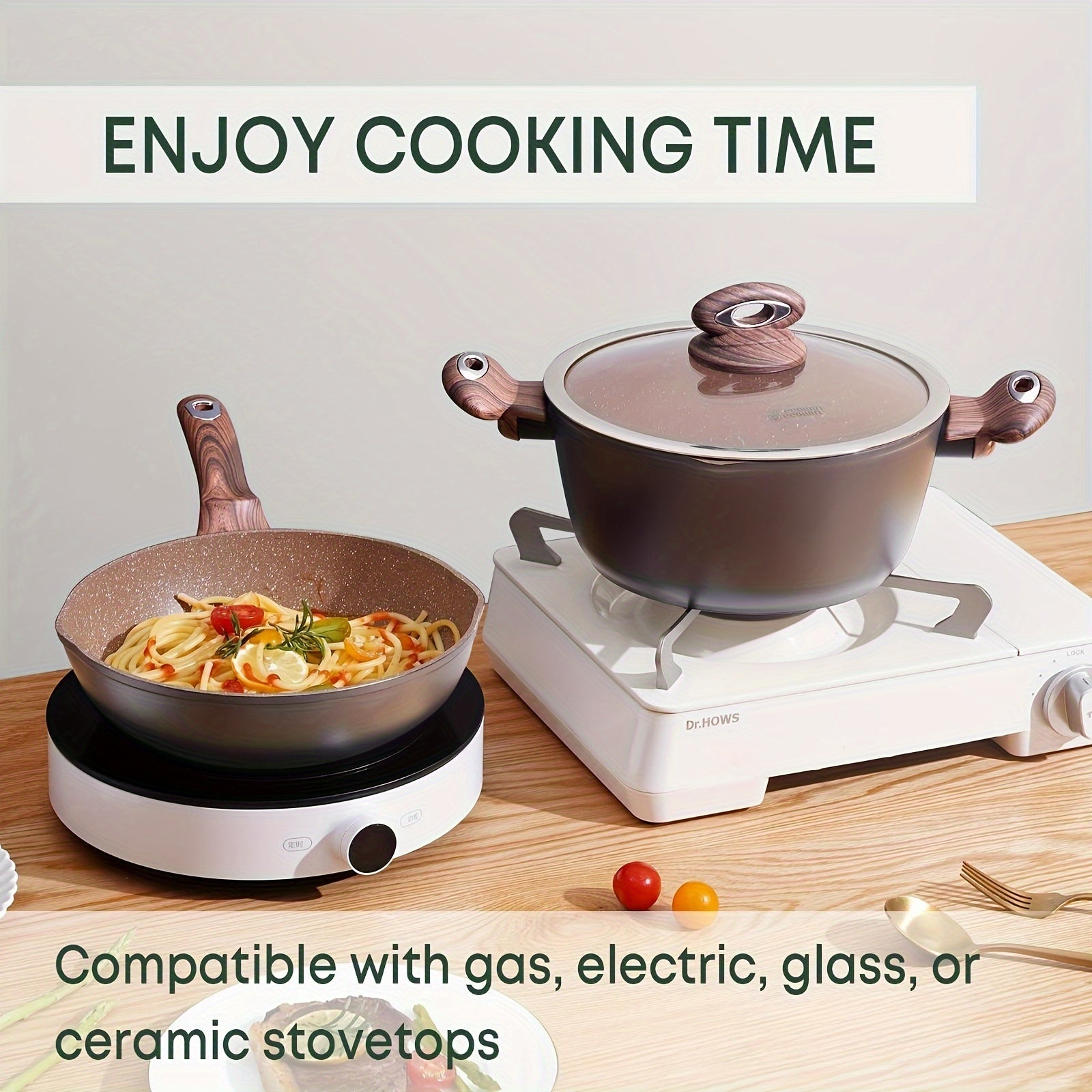 Non-Stick Cookware Set 6 Pieces Aluminum Pots and Pans for All Stovetops