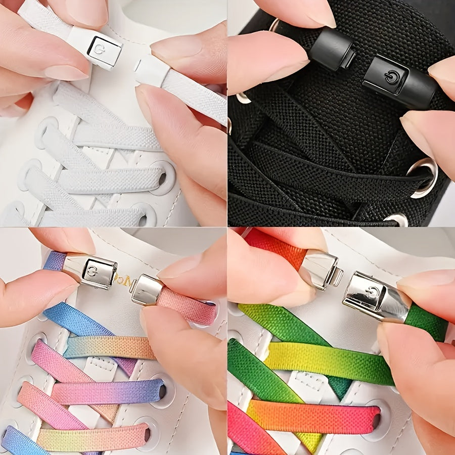 Unisex Spandex No-Tie Elastic Shoelaces Quick-Release Athletic Shoe Laces