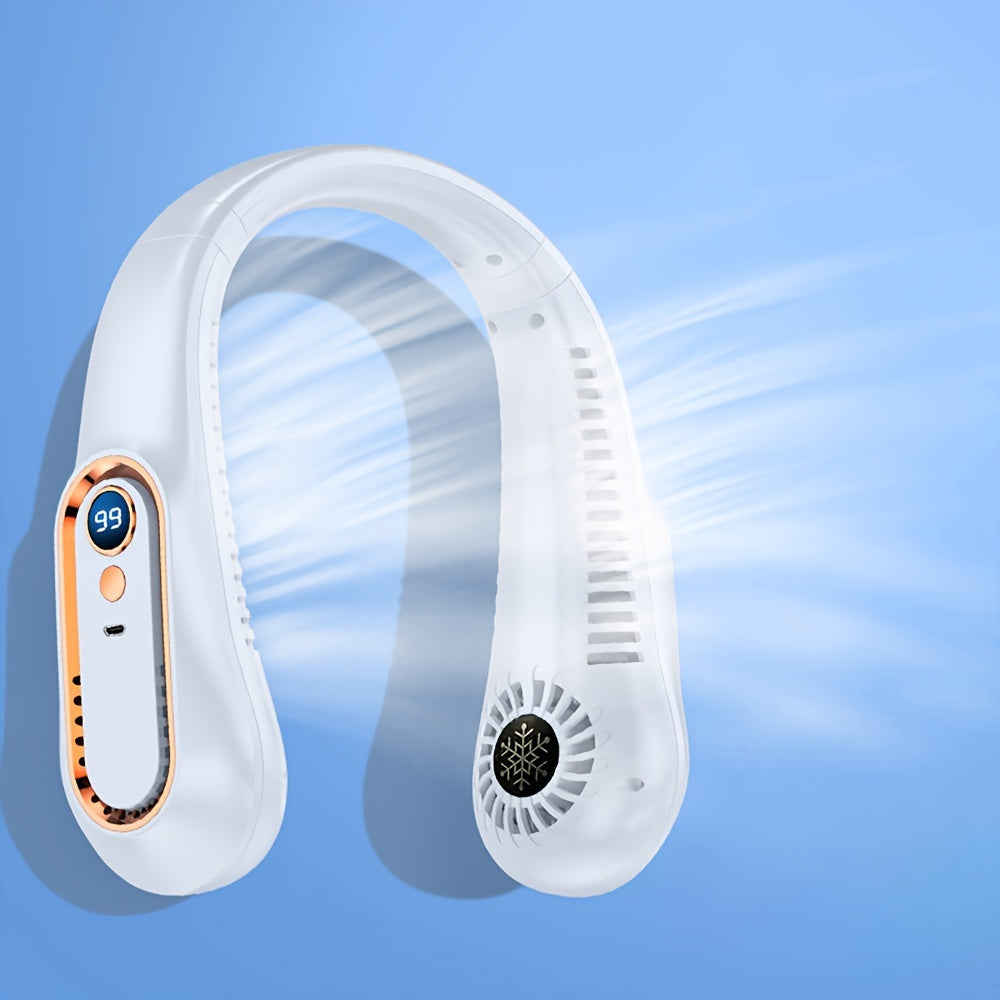 Portable Mini Neck Fan USB Rechargeable 5-Speed Adjustable Safe Comfortable for Office Sports Outdoor