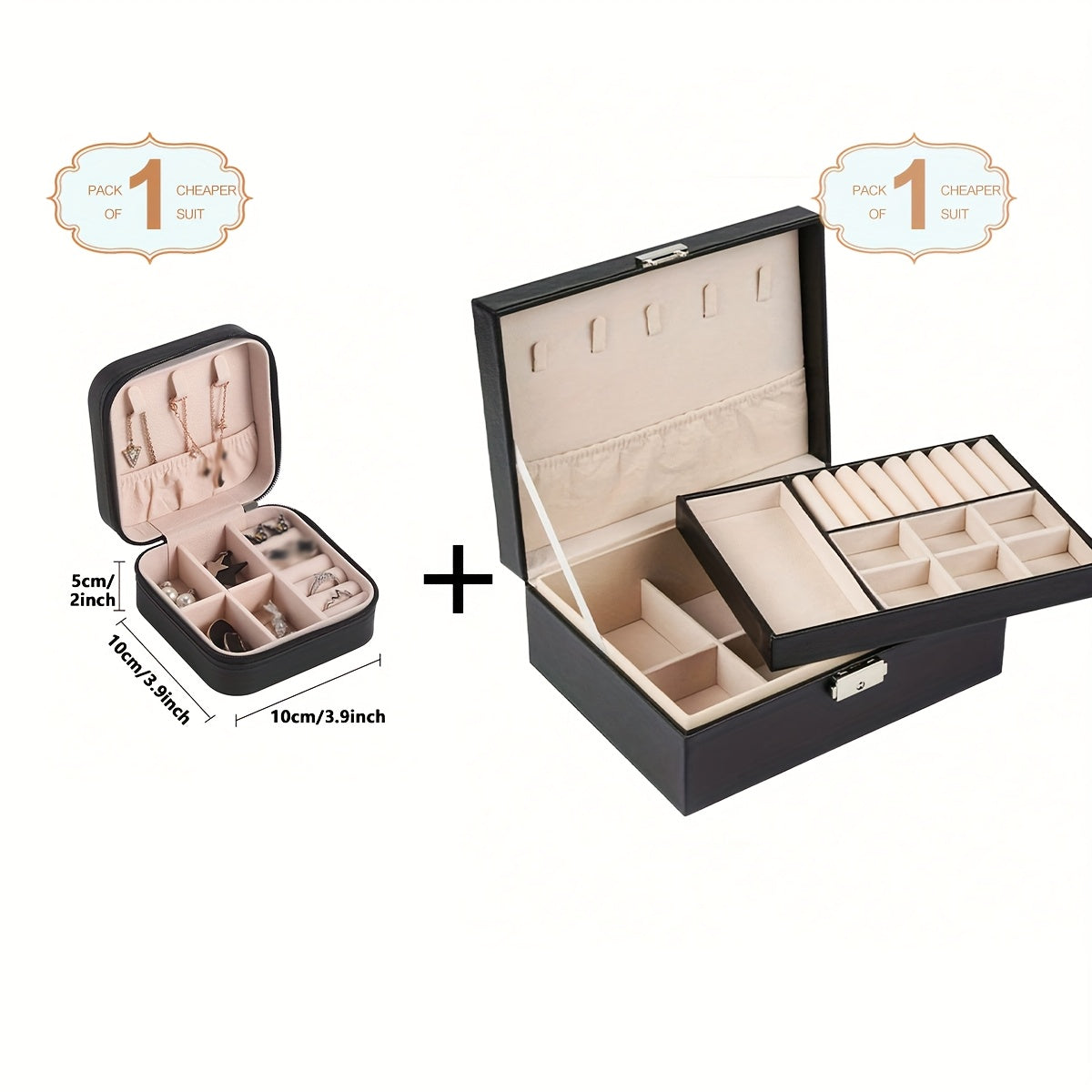 Double Layer Jewelry Box Leather Storage Organizer for Earrings Bracelets Rings Necklaces