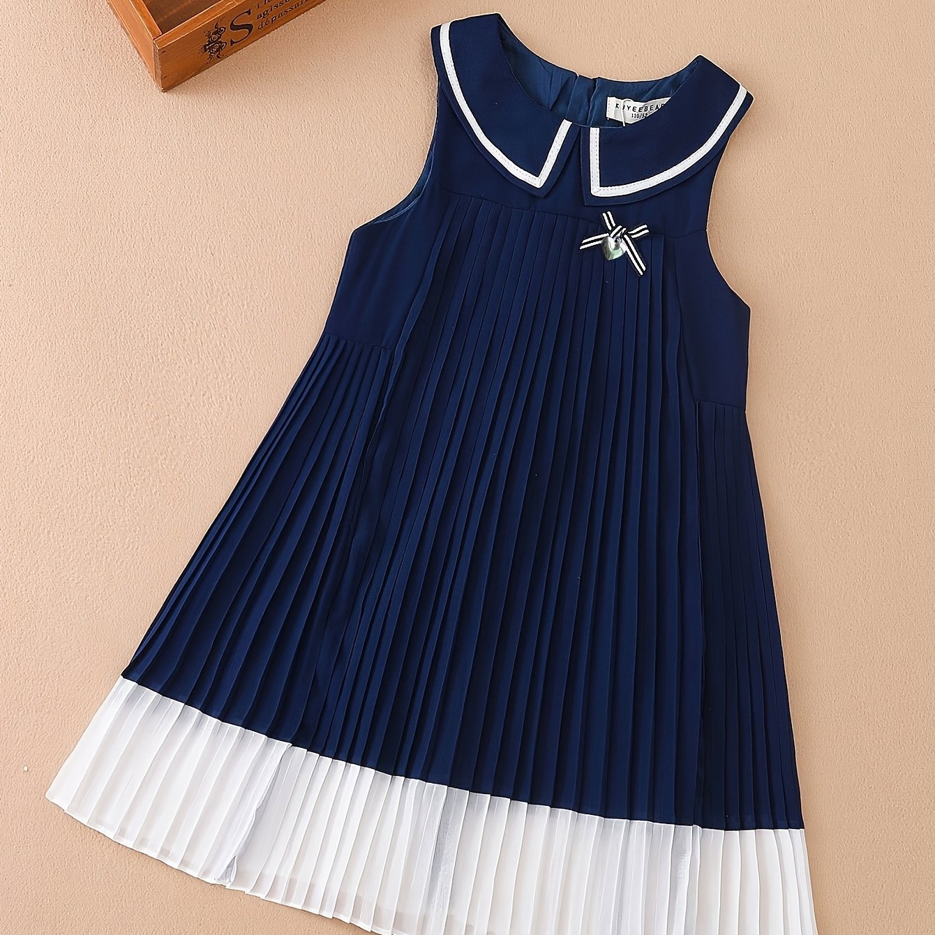Girls' Knee-Length Chiffon Sundress with Bow Sleeveless A-Line Princess Skirt for Girls Summer