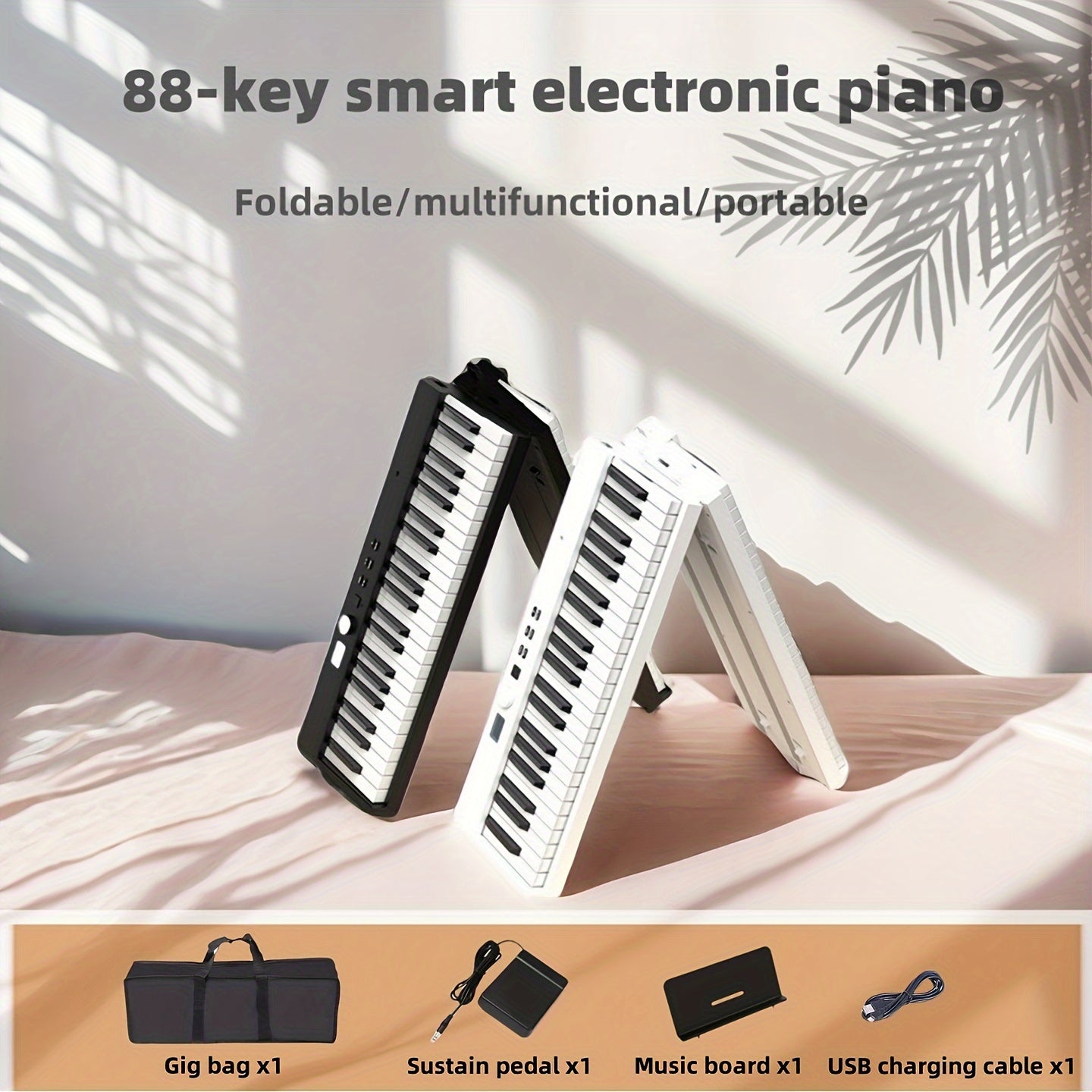 Dual Keyboard Piano 88 Keys with Sustain Pedal USB Charging Case and Music Stand