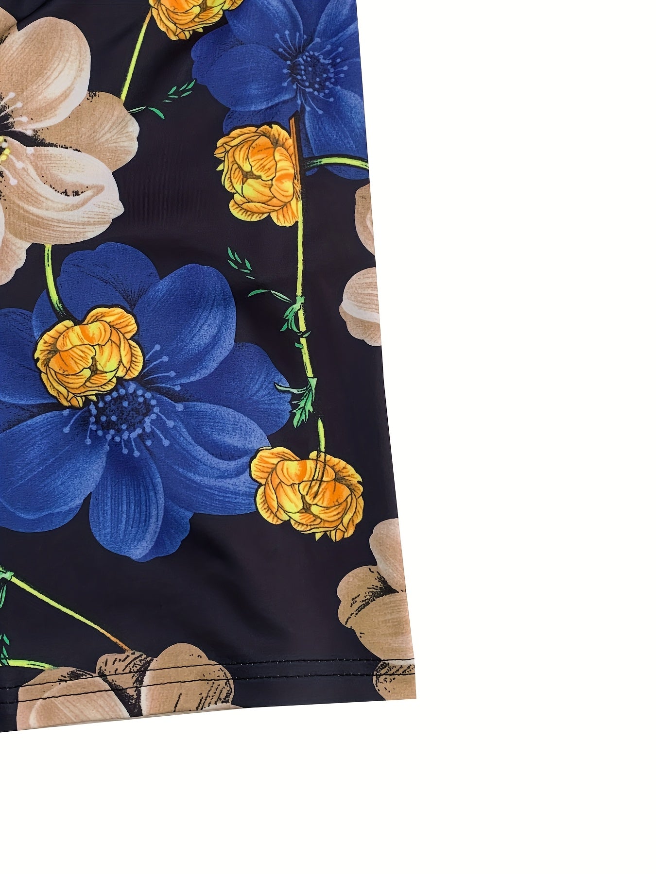 Plus Size Women's Floral Print Jumpsuit Black Blue Spaghetti Pockets Casual