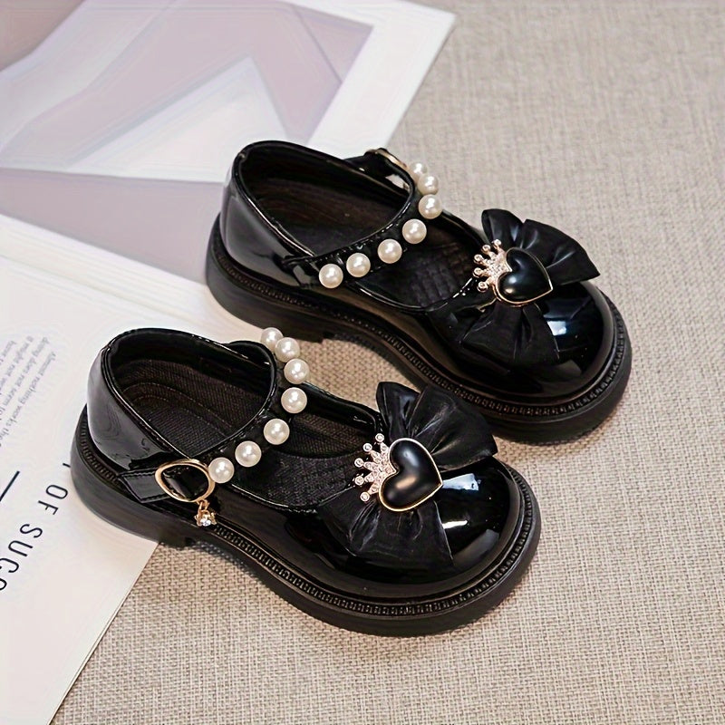 Girls' Microfiber Leather Princess Shoes with Heart Pattern for Autumn and Winter