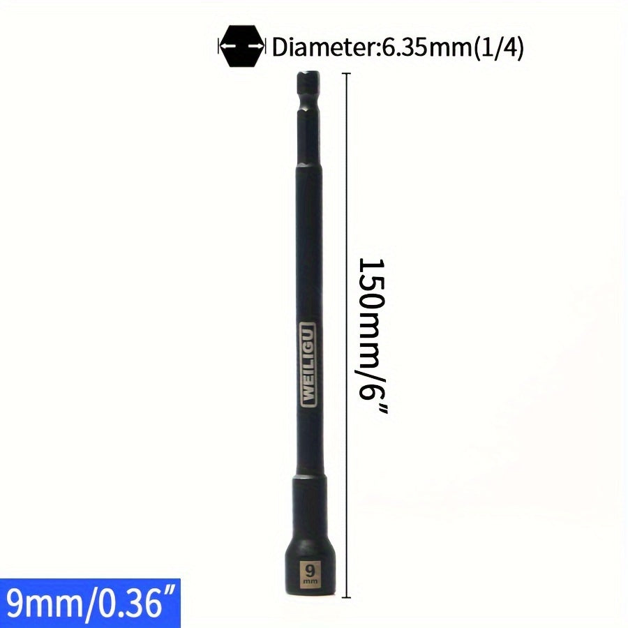 Magnetic Socket Set Black Chrome Vanadium Steel 150mm Extension