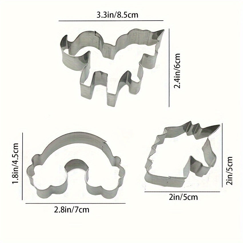 Набор из 3 формочек для печенья «Единорог», включая формочки для печенья, формочки для печенья и другие принадлежности для выпечки - Идеальные кухонные аксессуары