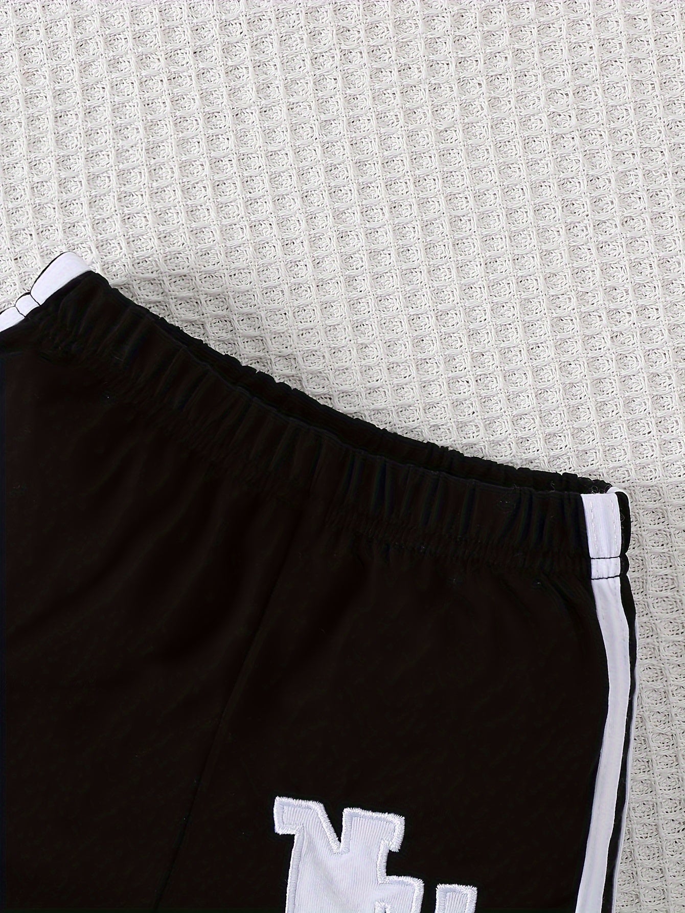 Kids Boys T-Shirt and Shorts Set Black and White Letter Print Polyester Spring Summer Movement Style