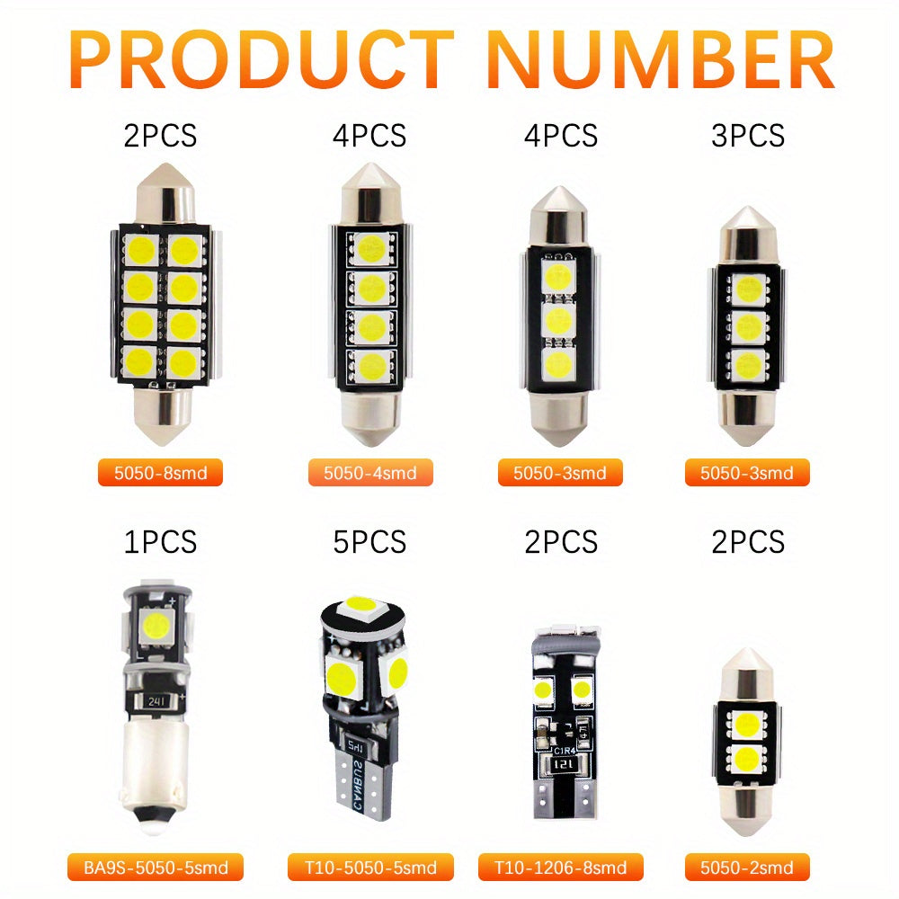 23Pcs White LED Bulb T10 W5W Interior Map Dome Light 6000K