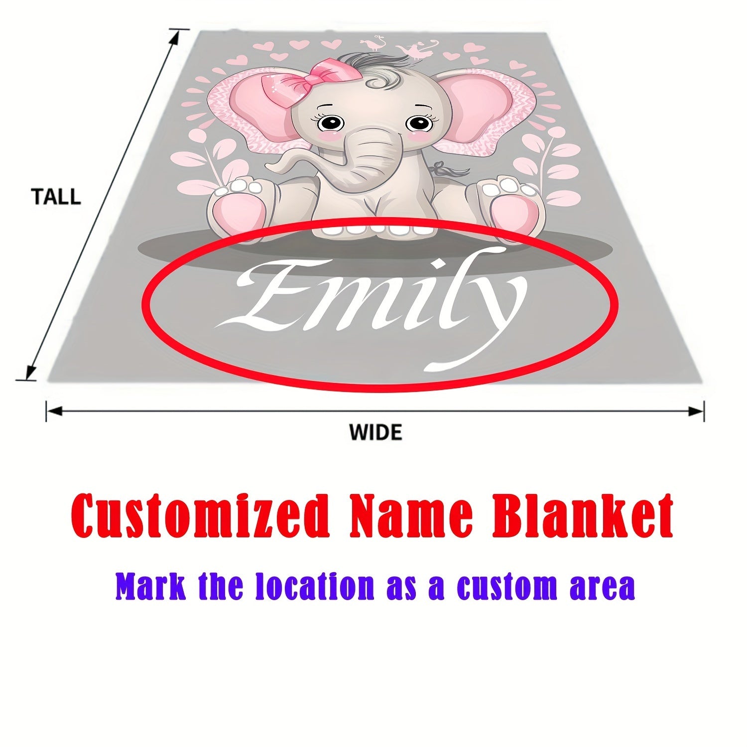 Personalized Elephant Flannel Throw Blanket with Custom Name Cozy All-Season Bed Couch Travel