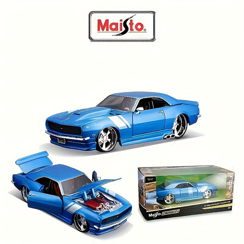 Kids Diecast 1:24 Scale Blue Chevrolet Camaro Z/28 Model Car Collectible