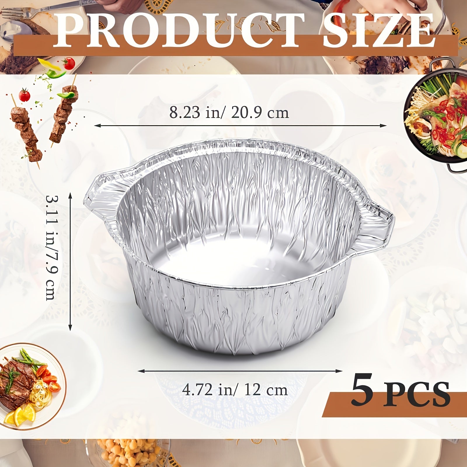 Set of Ten 5-Piece Disposable Aluminum Pots with Lids for Cooking and Camping