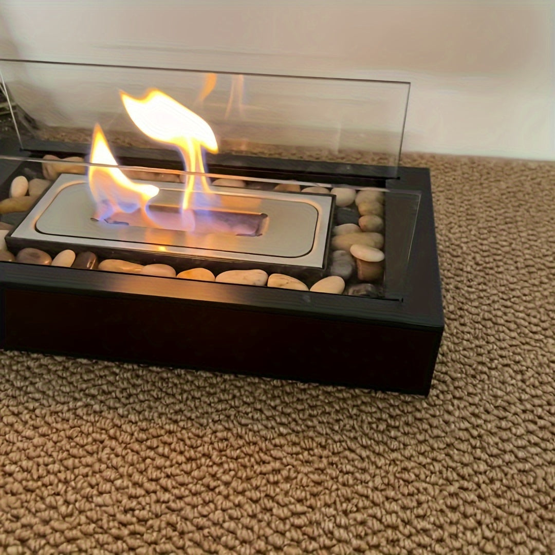 Patio, balkon va yashash xonasi dekoratsiyasi uchun ko'p funksiyali ichki/tashqi metall pech - toshlar bilan bezatilgan qulay stol usti olov pit