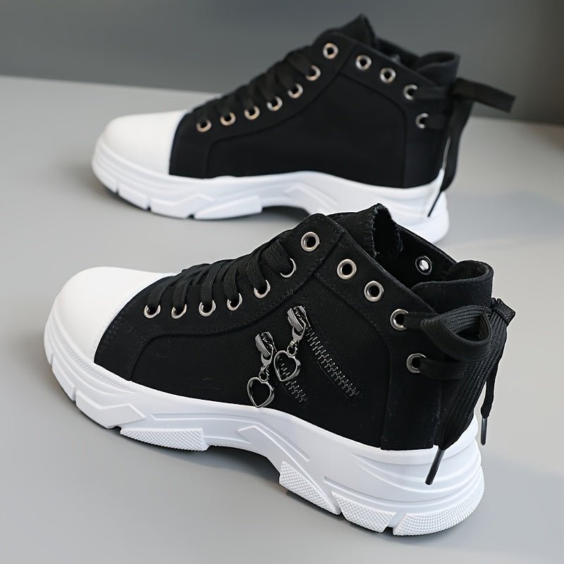 Женские повседневные высокие ботинки на шнуровке с боковой молнией, толстая подошва, весна-осень