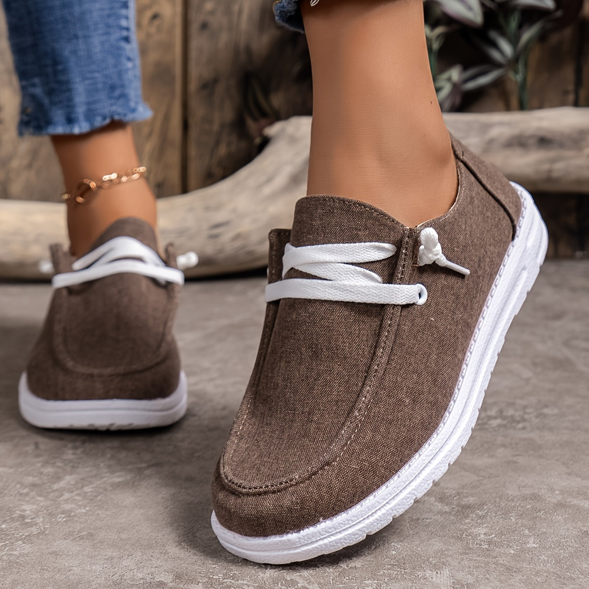 Women's Canvas Slip-On Loafer Shoes Casual Outdoor Footwear