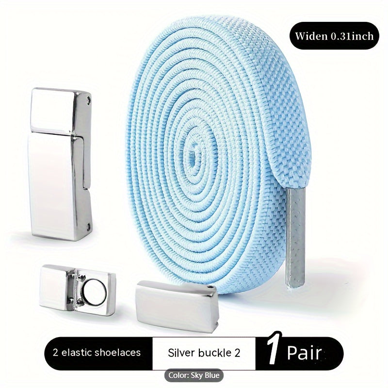 Unisex Elastic No-Tie Shoelaces with Magnetic Buckle Lightweight Polyester
