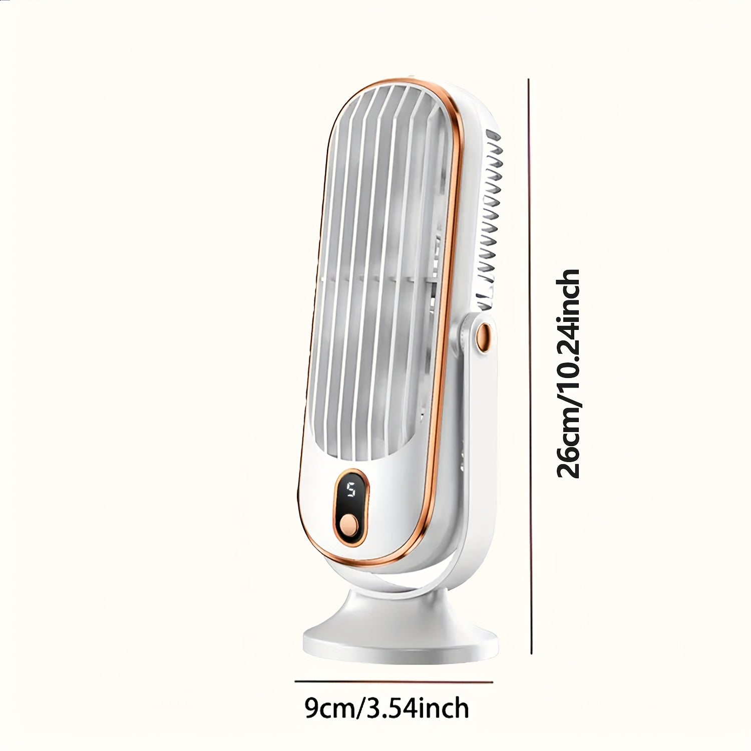 Blue Copper USB Desk Fan with 5-Speed, Rechargeable Battery, Compact