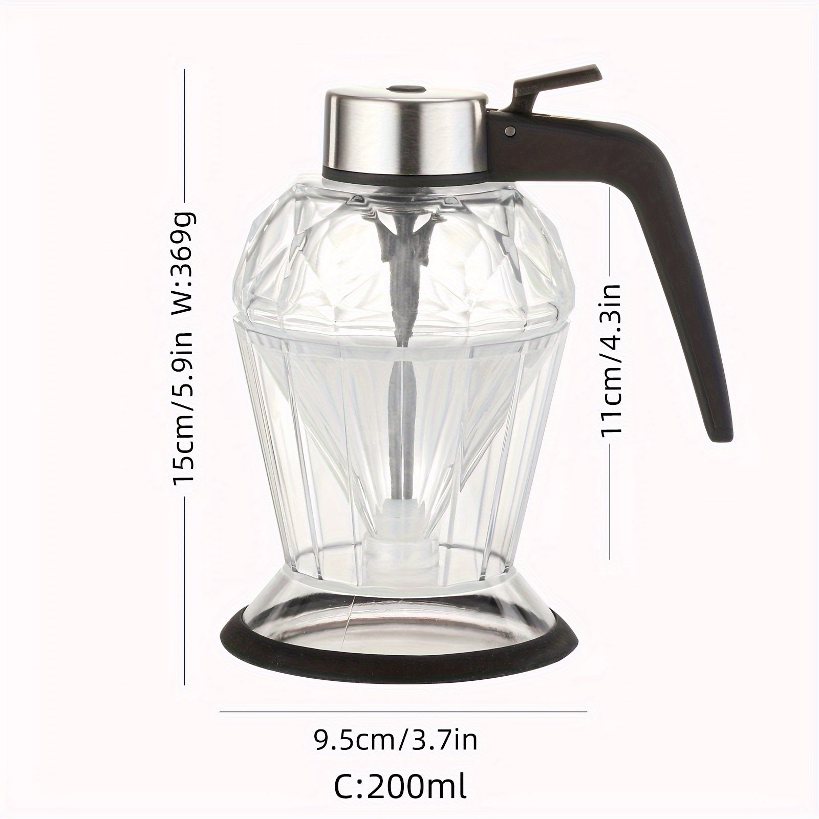 Glass Dispenser with Stand for Honey Syrup and Oil Kitchen or Coffee Bar
