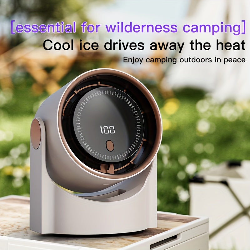 Portable USB Desk Fan Touchscreen Display 100 Speed Rechargeable Battery Office Bedroom Kitchen Camping